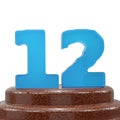 Number 12 Twelve on ChoÃÂolate cake. 3D render Illustration. Royalty Free Stock Photo
